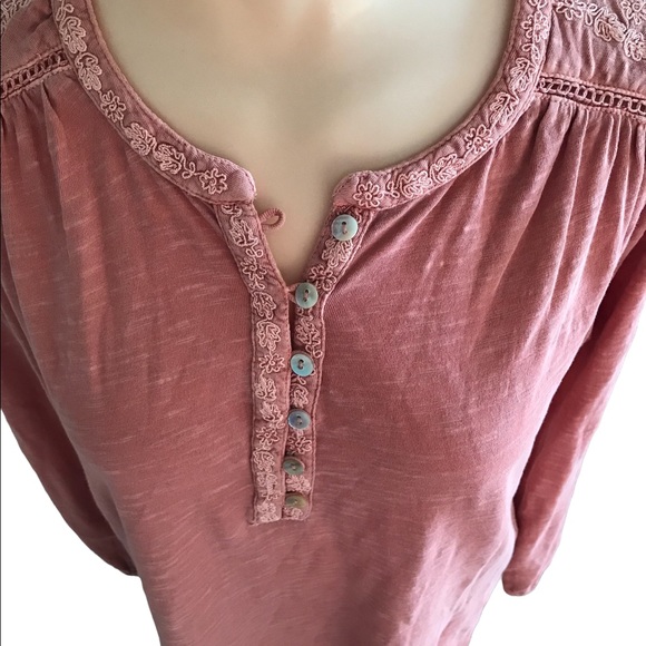 Lucky Brand Top sz S Blush Pink Lace Like Details - Picture 7 of 10